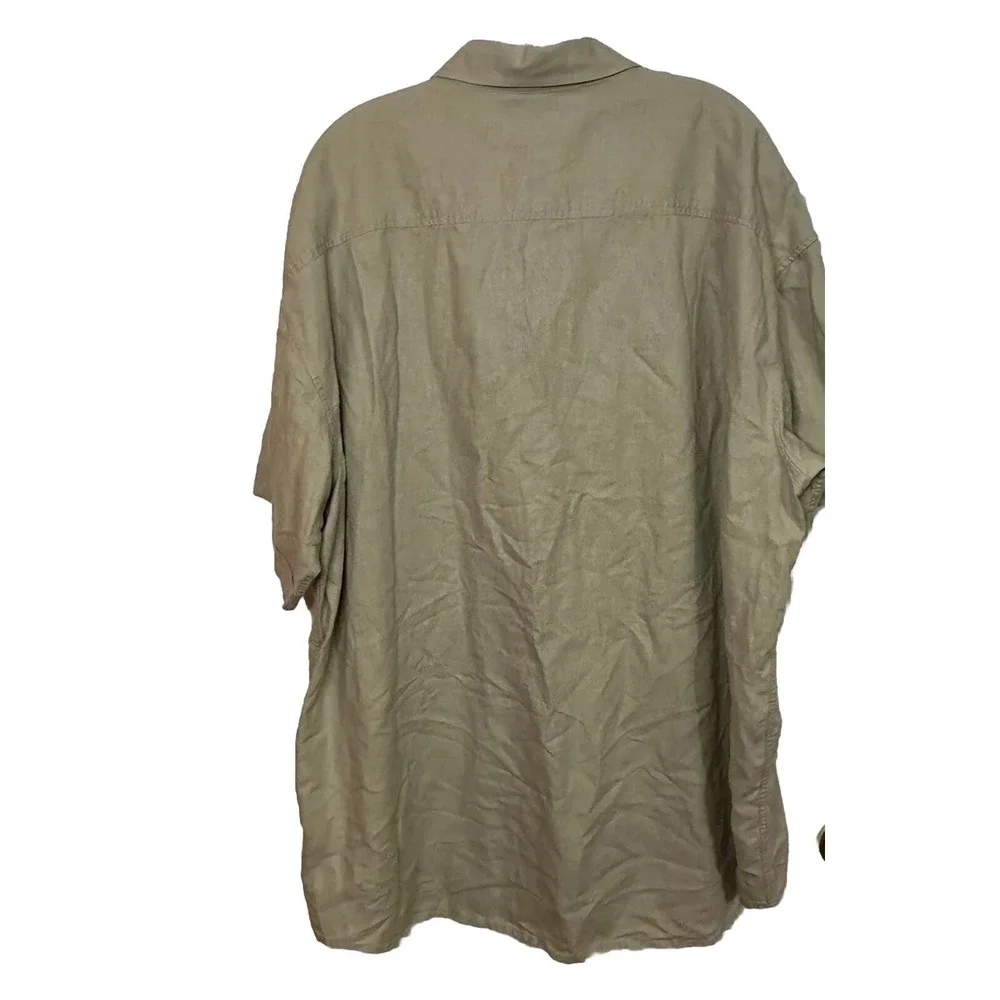 Sean John Shirt Men Size 3XB Khaki Collared‎ Short Sleeve Pockets Button-Up